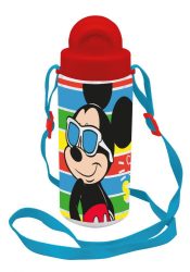 Disney Mickey Mintás szívószálas kulacs csúztatható kupakkal és akasztóval